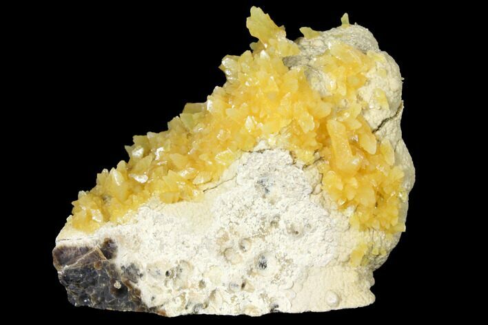Fluorescent, Yellow Calcite Crystal Cluster - South Dakota #129710